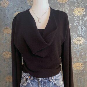 Anthropologie Pilcro Black Cashmere Blend Drape Neck Sweater Size Small